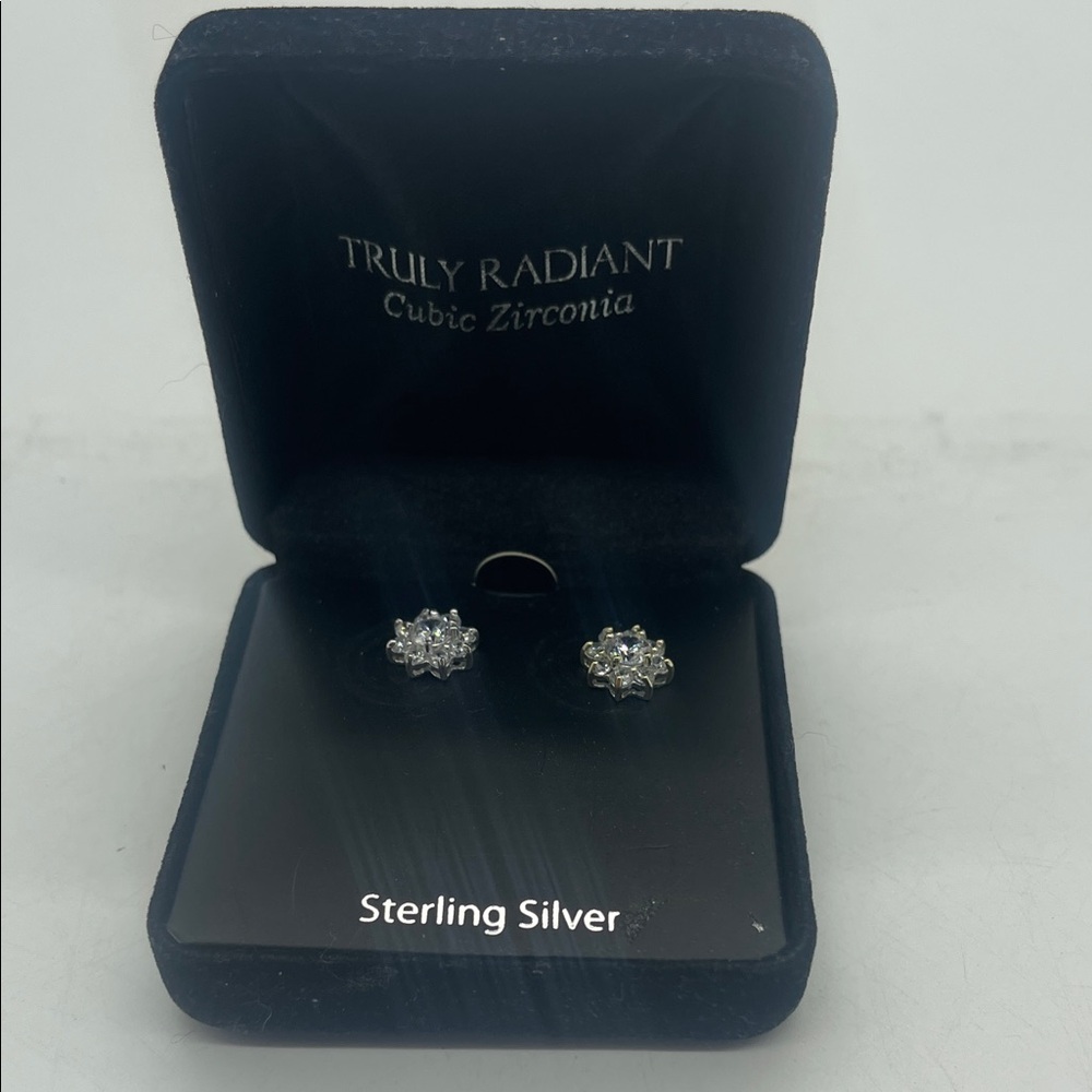 Truly Radiant Sterling Silver Cubic Zirconia Post Earrings